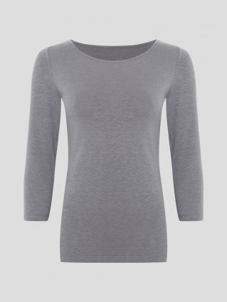 Hanf Damen schmales 3/4 T-Shirt - Farbe steel grey aus Hanf und Bio-Baumwolle