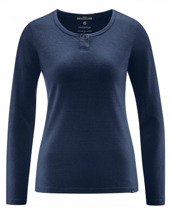 HempAge Hanf Langarm Shirt - Farbe navy aus Hanf und Bio-Baumwolle