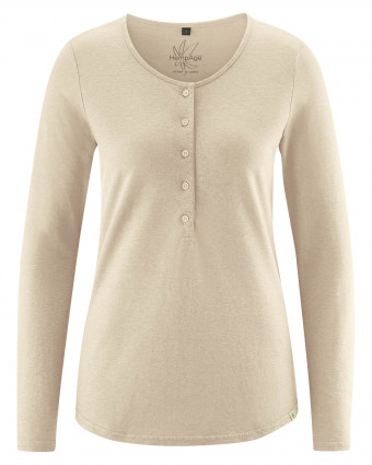 HempAge Hanf Henley - Farbe gobi aus Hanf und Bio-Baumwolle