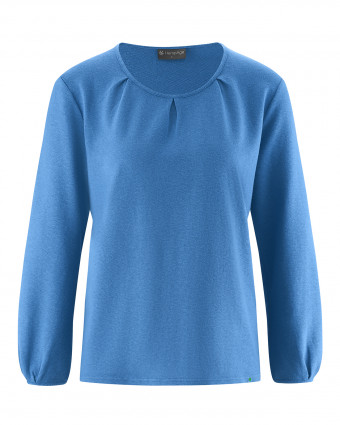 HempAge Hanf Langarmshirt - Farbe ocean aus Hanf und Bio-Baumwolle