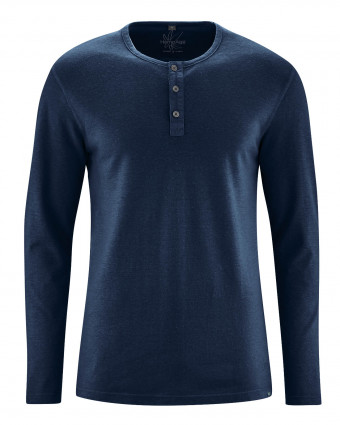 HempAge Hanf Langarm Shirt - Farbe navy aus Hanf und Bio-Baumwolle