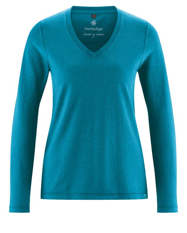 HempAge Hanf Langarm Shirt - Farbe lagoon aus Hanf und Bio-Baumwolle