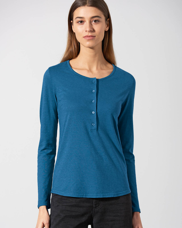 HempAge Hanf Henley - Farbe sea aus Hanf und Bio-Baumwolle