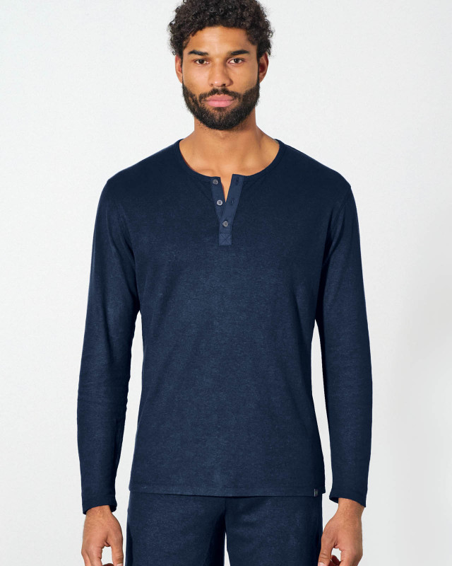 HempAge Hanf Langarm Shirt - Farbe navy aus Hanf und Bio-Baumwolle