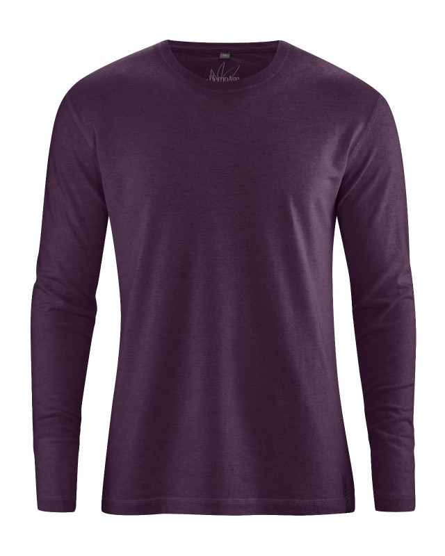 HempAge Hanf Langarm Shirt Diego - Farbe eggplant aus Hanf und Bio-Baumwolle